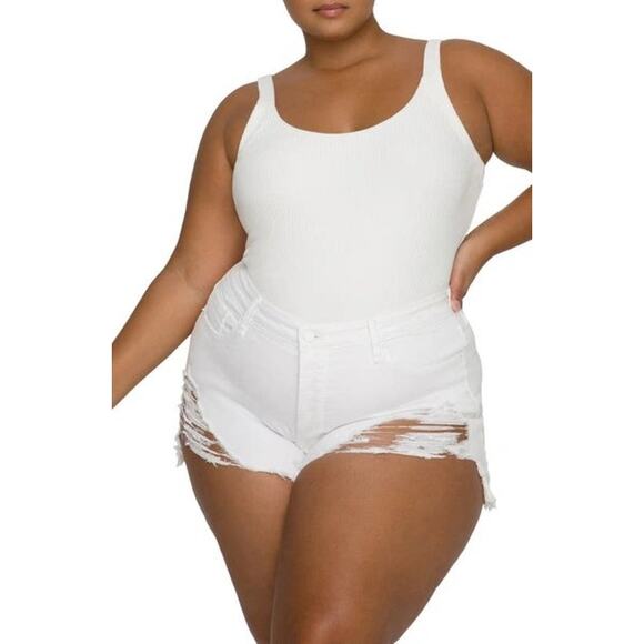 Good American Ribbed Scoop Back Bodysuit in Ivory001 - Picture 8 of 8